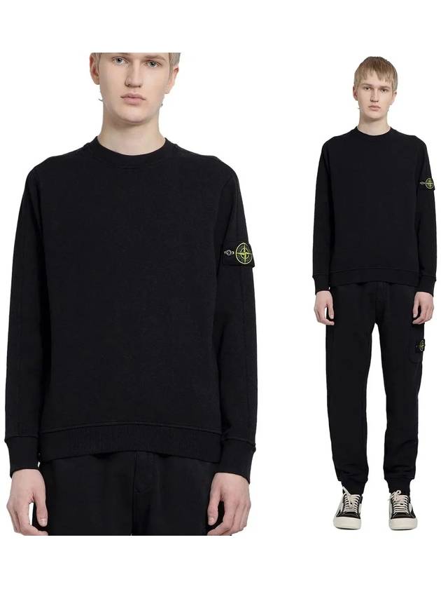 Garment Dyed Malfile Crewneck Sweatshirt Black - STONE ISLAND - BALAAN 3