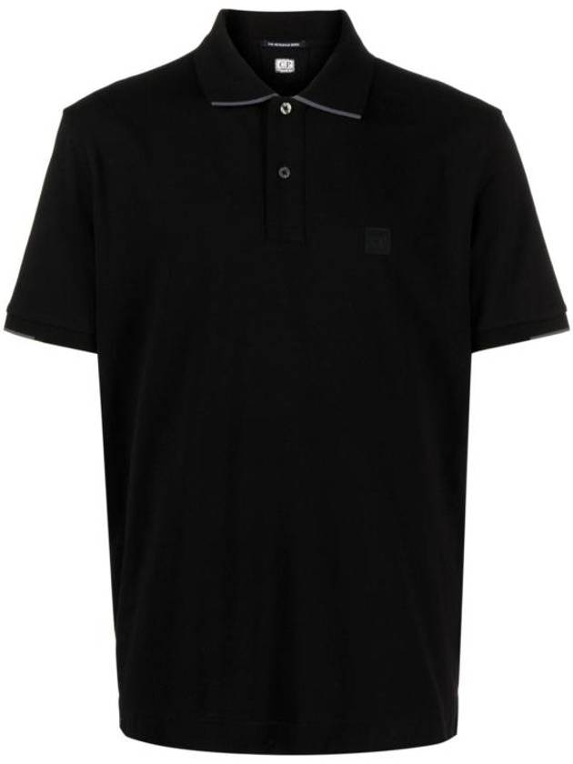 Men's Logo Patch Short Sleeve Polo Shirt Black - CP COMPANY - BALAAN 2