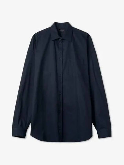 Micro Canvas Oversized Cocoon Long Sleeve Shirt Midnight Blue - BALENCIAGA - BALAAN 2