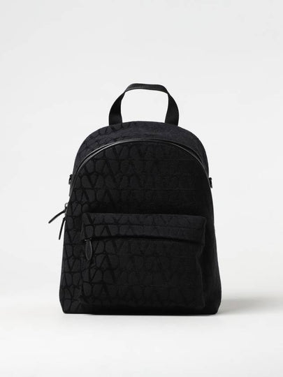 Toile Iconographe Fabric Leather Backpack Black - VALENTINO - BALAAN 2