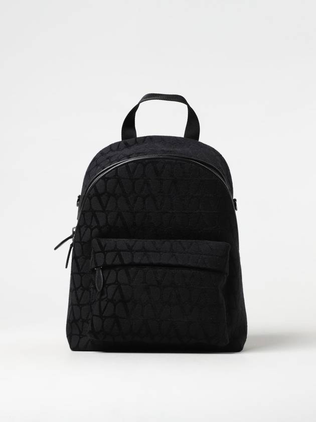 Toile Iconographe Fabric Leather Backpack Black - VALENTINO - BALAAN 1