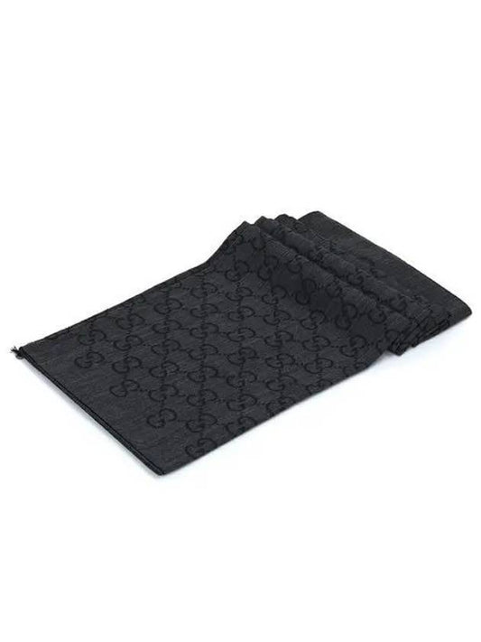 GG Jacquard Wool Silk Muffler Dark Grey - GUCCI - BALAAN 2