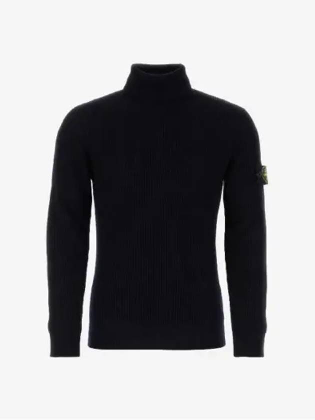 Men's Logo Patch Turtleneck Navy - STONE ISLAND - BALAAN 3