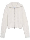 Women's Patch Cable Two-Way Zip-Up Cardigan Ivory - HARDCORE HAPPINESS - BALAAN 5