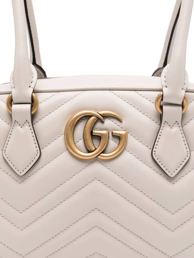 GG Marmont Leather Small Top Handle Shoulder Bag Light Grey - GUCCI - BALAAN 4