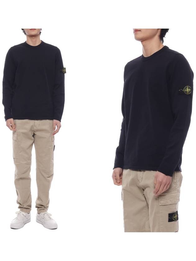 Raw Hand Cotton Crewneck Knit Top Navy - STONE ISLAND - BALAAN 3