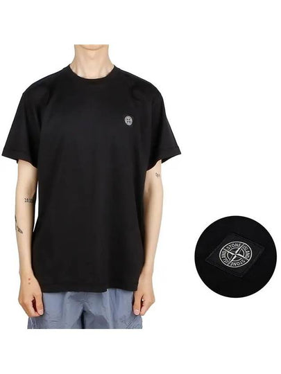 Logo Patch Short Sleeves T-Shirt Black - STONE ISLAND - BALAAN 2