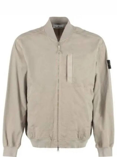 Men's Cupro Cotton Twill TC Bomber Jacket Beige - STONE ISLAND - BALAAN 2