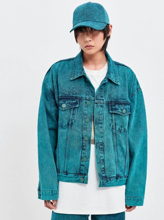Soju Oversized Denim Jacket Green - C WEAR BY THE GENIUS - BALAAN 2