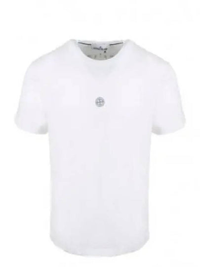 Garment Dyed Lettering One Print Cotton Jersey Short Sleeve T-Shirt White - STONE ISLAND - BALAAN 2