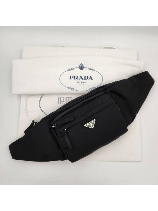 Testo Triangle Logo Nylon Belt Bag Black - PRADA - BALAAN 2