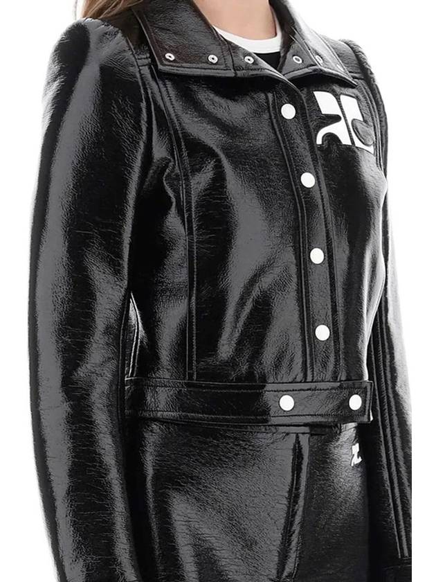 Courr ges Vinyl Crop Jacket Re Edition Black - COURREGES - BALAAN 3