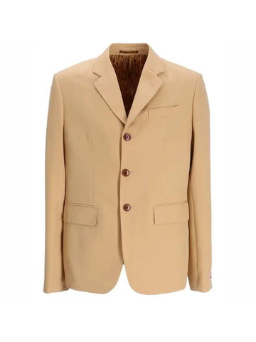 Slim Fit 3 Button Blazer Jacket Beige - KENZO - BALAAN 1