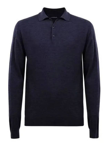 Noel Light Merino Long Sleeve Polo Shirt Navy - J.LINDEBERG - BALAAN 1