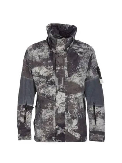 Dissolving Grid Camo Econyl Regenerated Nylon Hooded Jacket Grey - STONE ISLAND - BALAAN 2