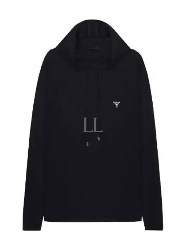 Silk Logo Hoodie Black - PRADA - BALAAN 2