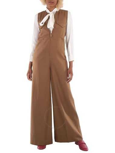 Burberry Ladies Warm Walnut Neave Wool Jumpsuit, Brand Size 4 (US Size 2) - BURBERRY - BALAAN 1