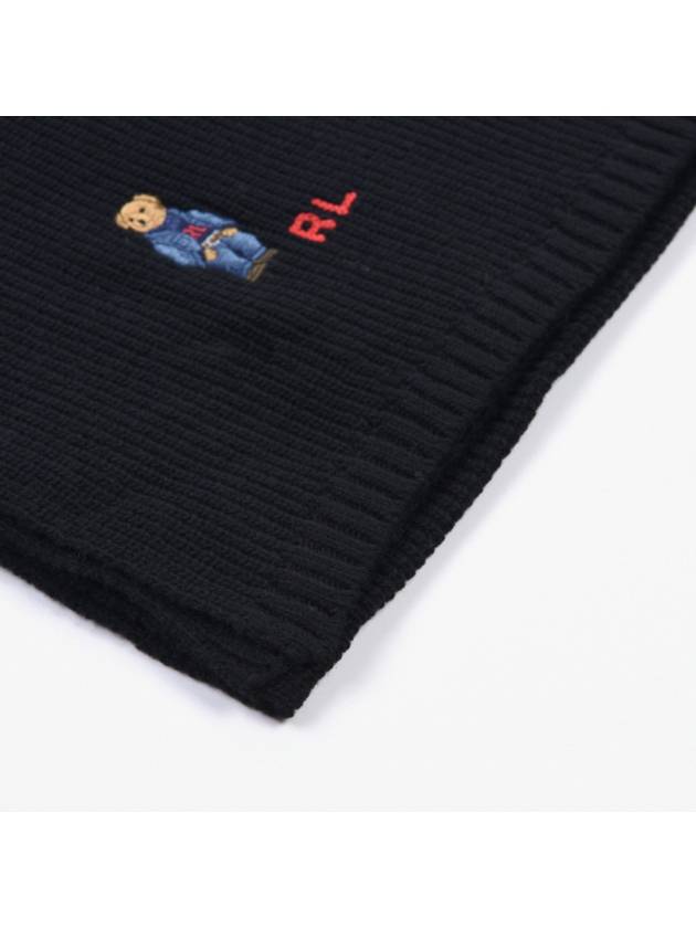 Embroidery Polo Bear Wool Muffler Black - POLO RALPH LAUREN - BALAAN 6