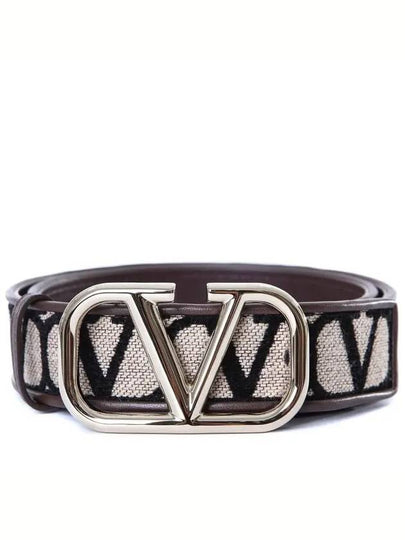 V Logo Signature Jacquard Belt Beige - VALENTINO - BALAAN 2