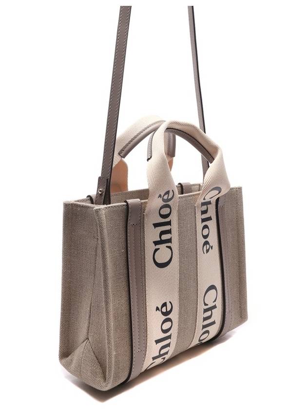 Woody Small Canvas Tote Bag Musk Grey - CHLOE - BALAAN 4