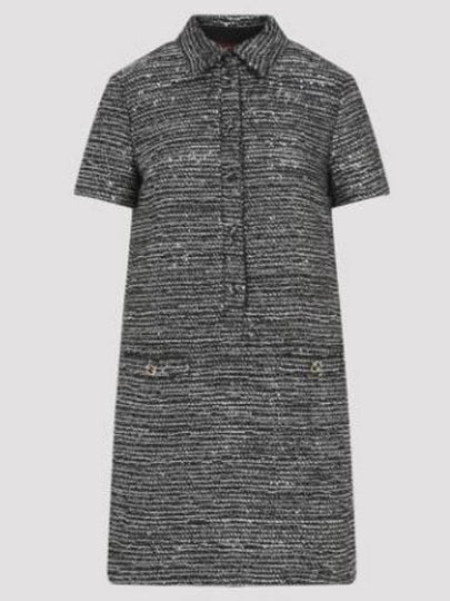 Striped Tweed Lamé Short Dress Black Silver - GUCCI - BALAAN 2