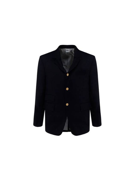 Men's Wool Pique Shooting Single Jacket Navy - THOM BROWNE - 1