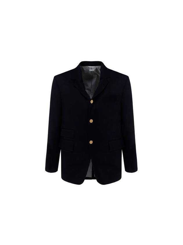 Men's Wool Pique Shooting Single Jacket Navy - THOM BROWNE - BALAAN 1