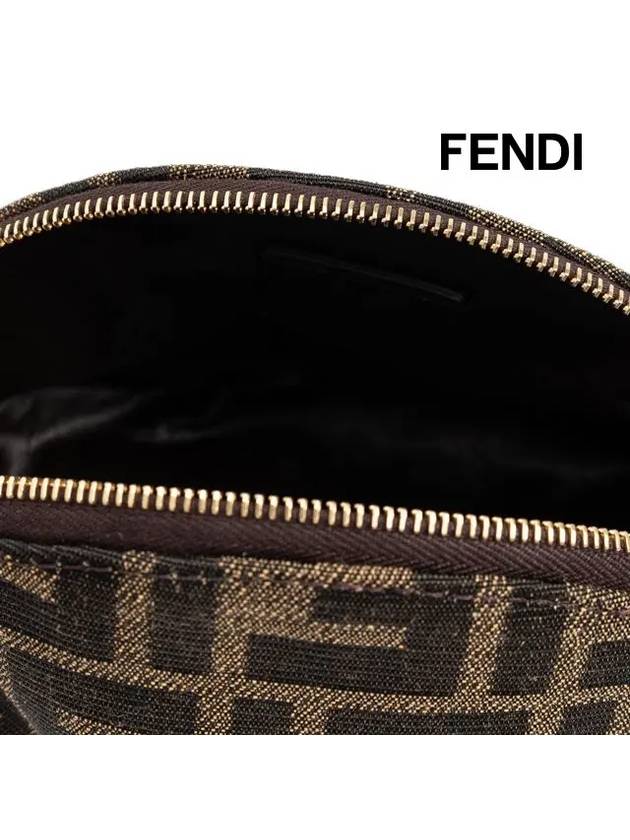 Baguette Small  FF Jacquard Fabric Pouch Bag Brown - FENDI - BALAAN 6