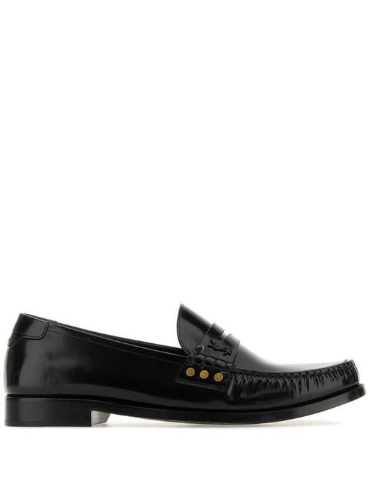 Mocassini Leather Monogram Loafer Black - SAINT LAURENT - BALAAN 1