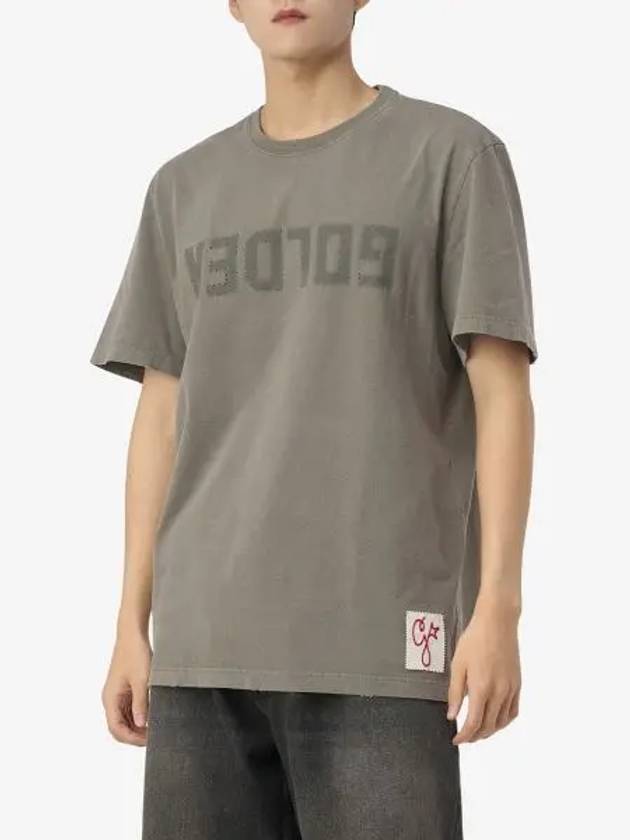 Golden Lettering Cotton Short Sleeve T-Shirt Olive Green - GOLDEN GOOSE - BALAAN 2