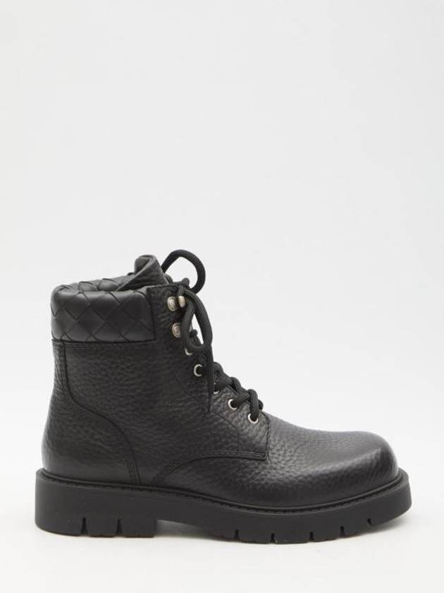 Haddock Leather Combat Boots Black - BOTTEGA VENETA - BALAAN 1