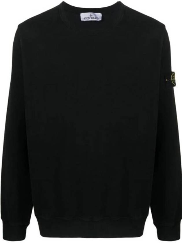 Brushed Cotton Fleece Garment Dyed Crewneck Sweatshirt Black - STONE ISLAND - BALAAN 2