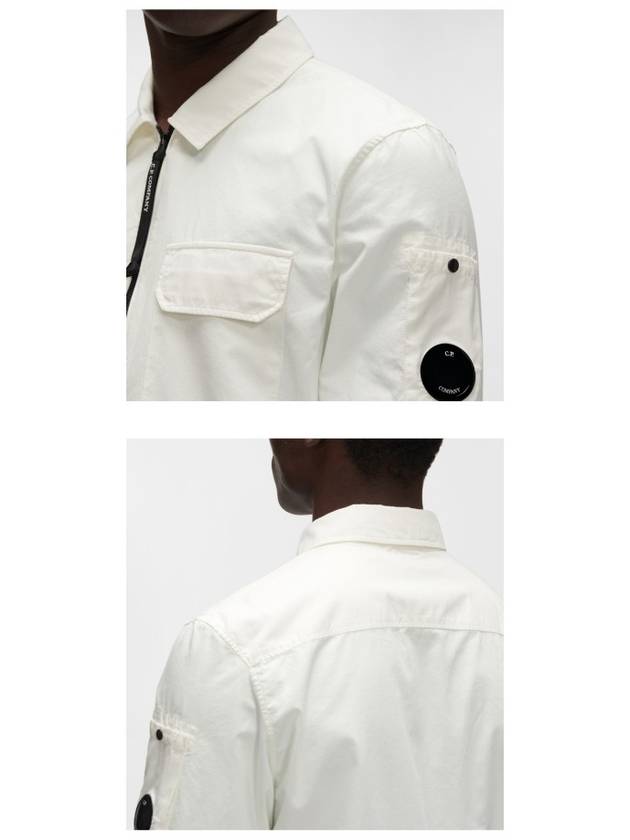 Emerized Gabardine Overshirt Zip-Up Jacket White - CP COMPANY - BALAAN 6