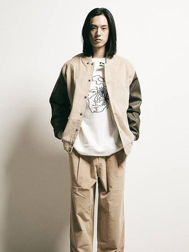 Corduroy Varsity Jacket Beige - FFEFF STUDIO - BALAAN 1