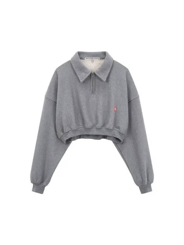 Apple Logo Half Zip Up Sweatshirt Melange Gray - ALEXANDER WANG - BALAAN 1