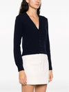 Embroidered Heart Logo Cashmere Cardigan Navy - AMI - BALAAN 3