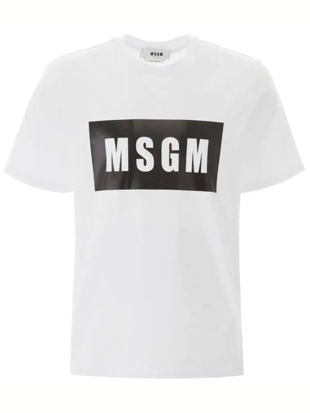 Box Logo Print Cotton Short Sleeve T-Shirt White - MSGM - BALAAN 1