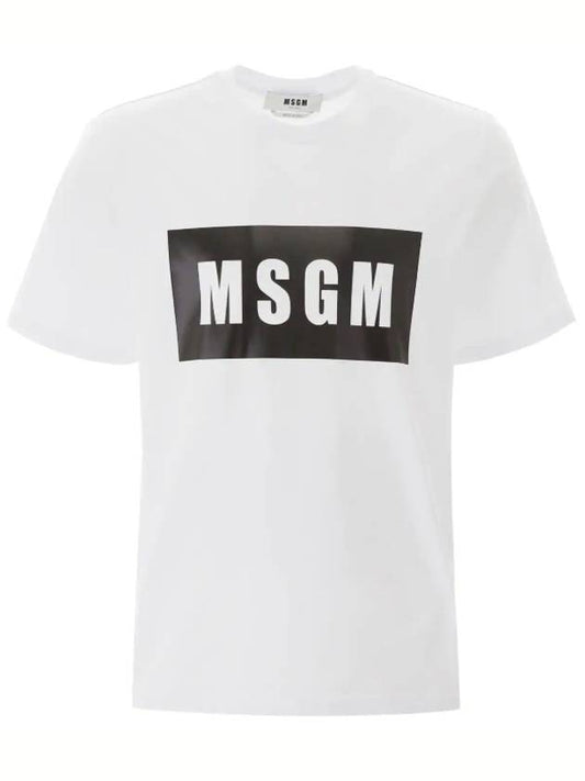 Box Logo Print Cotton Short Sleeve T-Shirt White - MSGM - BALAAN 1