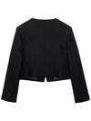 Colin Wool No-Collar V-neck Diagonal Three Button Long Sleeve Crop Jacket Black - RAMUSTUDIO - BALAAN 3