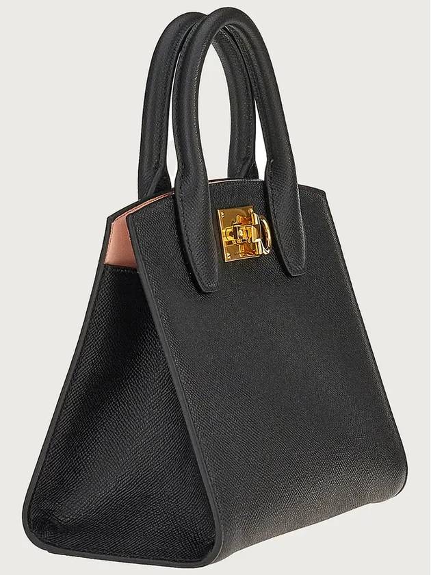 Gancini Studio Box Tote Bag Black Bonbon - SALVATORE FERRAGAMO - BALAAN 3