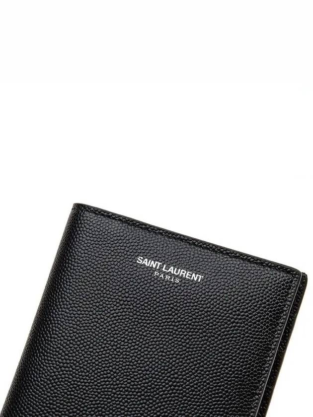 Continental Grain de Poudre Embossed Leather Wallet Black - SAINT LAURENT - BALAAN.