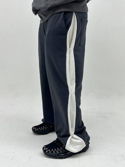 SIDE SNAP BUTTON WIDE SWEAT PANTS CHARCOAL - PEACEOFMIND - BALAAN 2