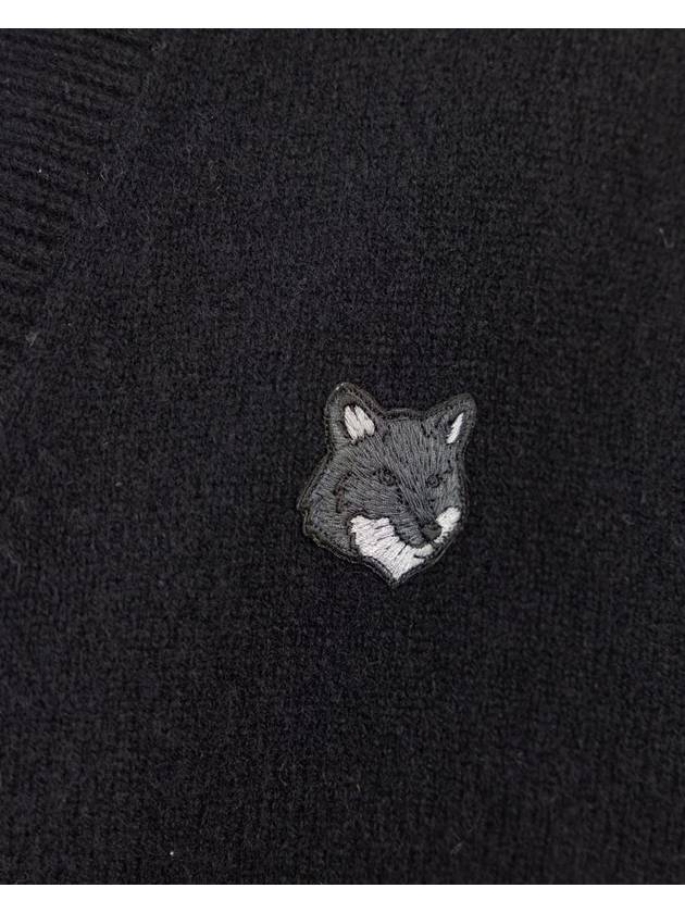 Bold Fox Head Patch Regular Lambswool Cardigan Black - MAISON KITSUNE - BALAAN 4