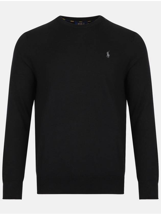 Embroidered Logo Crew Neck Knit Top Black - POLO RALPH LAUREN - BALAAN 2