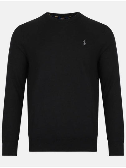 Embroidered Logo Crew Neck Knit Top Black - POLO RALPH LAUREN - BALAAN 2