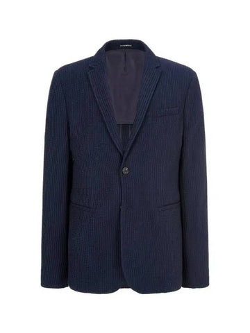 Men s wool blend seersucker jacket navy 271078 - EMPORIO ARMANI - BALAAN 1