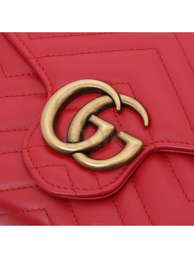 474575 Marmont Matelasse Mini Chain Bag WOC Cross Red Gold Plated - GUCCI - BALAAN 7