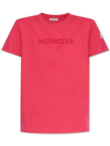 Moncler T-shirt With Logo, Women's, Pink - MONCLER - BALAAN 1