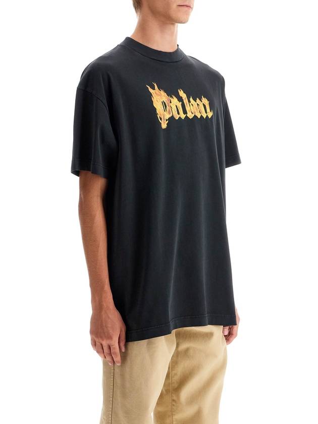 Palm Angels Burning Logo Short Sleeve T Shirt Black - PALM ANGELS - BALAAN 3