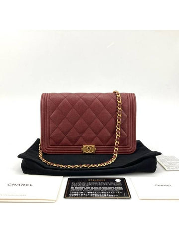 Caviar Boy gold logo woc mini bag cross burgundy - CHANEL - BALAAN 1